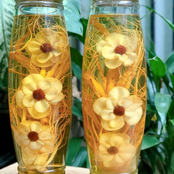 Rượu Sâm 2.6L 2 Củ Sâm Loại 6 Củ và 3 Hoa Mai Kết Hợp Táo Đỏ